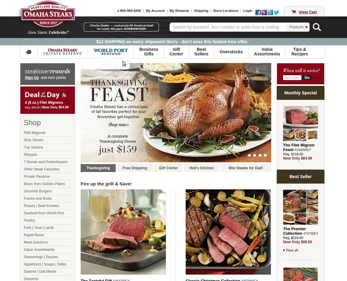 OmahaSteaks.com screenshot