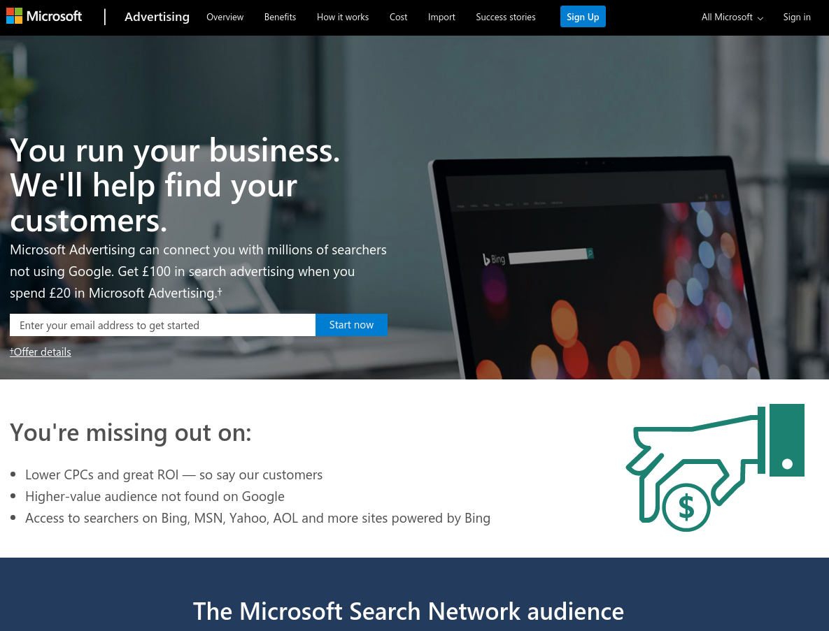 Microsoft Advertising Bing Ads Uk Affiliate Programme screenshot