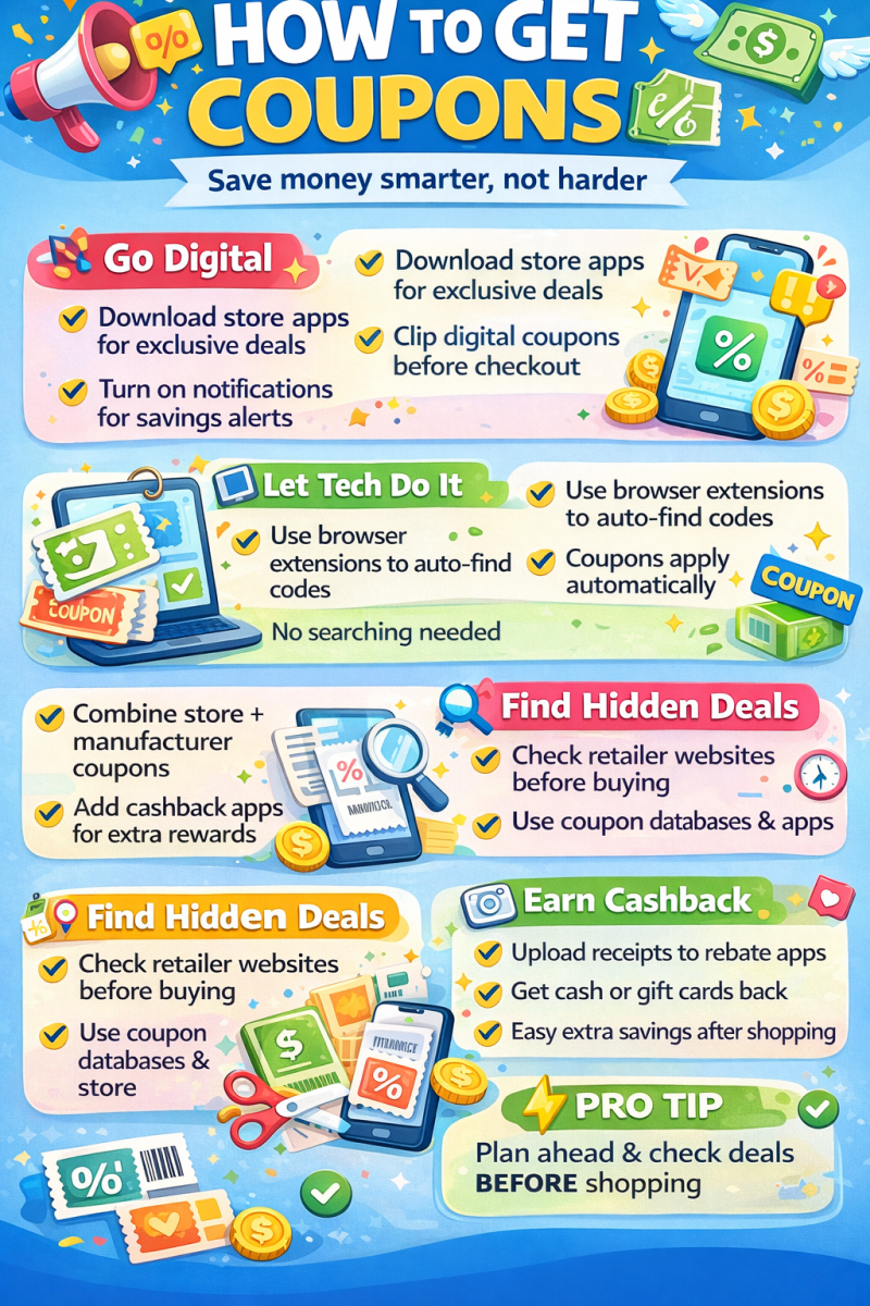 How to Get Coupons Infographic